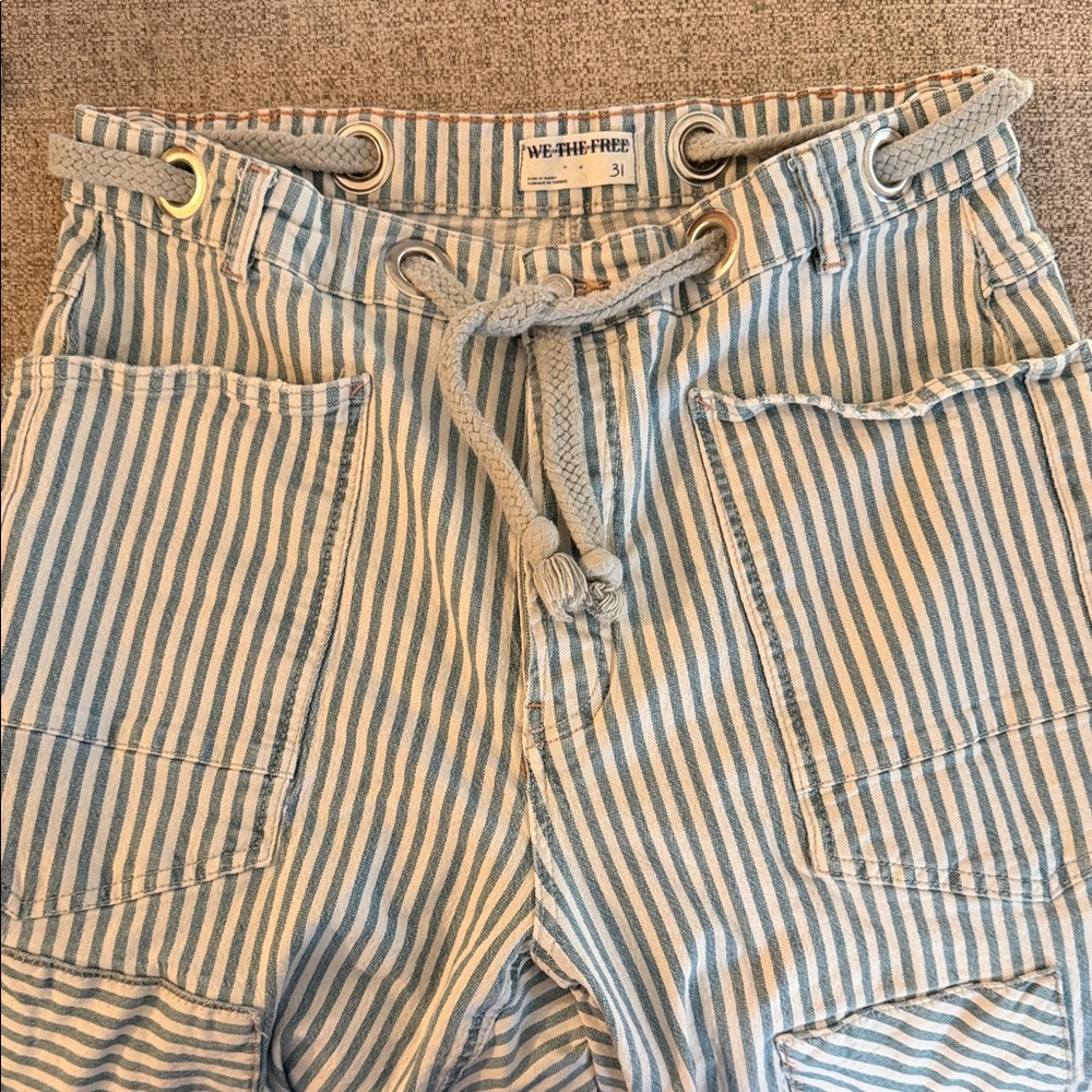 We The Free I Moxie Railroad I Blue & White Striped Drawstring Shorts - Picture 2 of 7